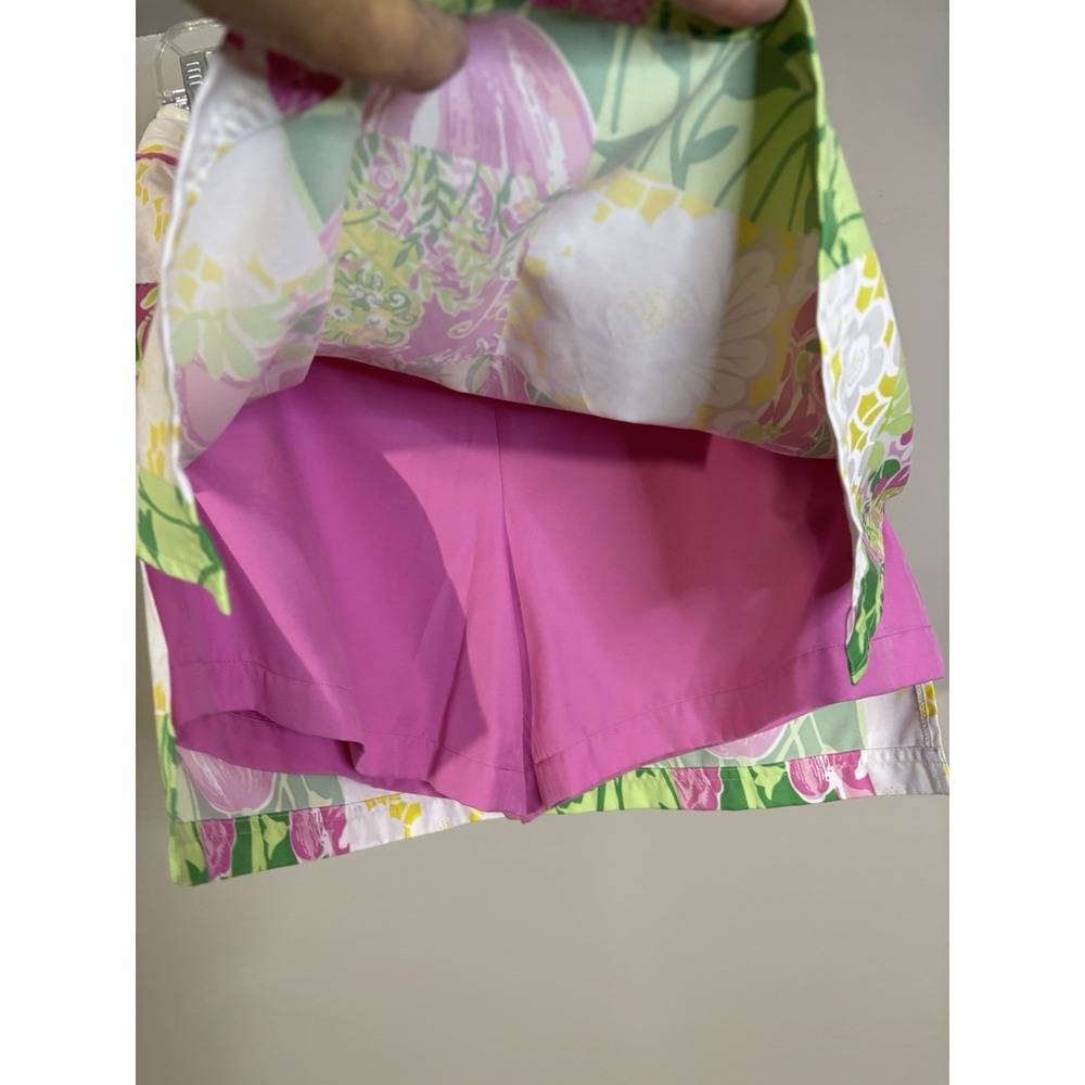 VTG LILLY PULITZER Pink Green Patch Print Skirt Skirt 10 Lion Cheetah Golf - Picture 6 of 7